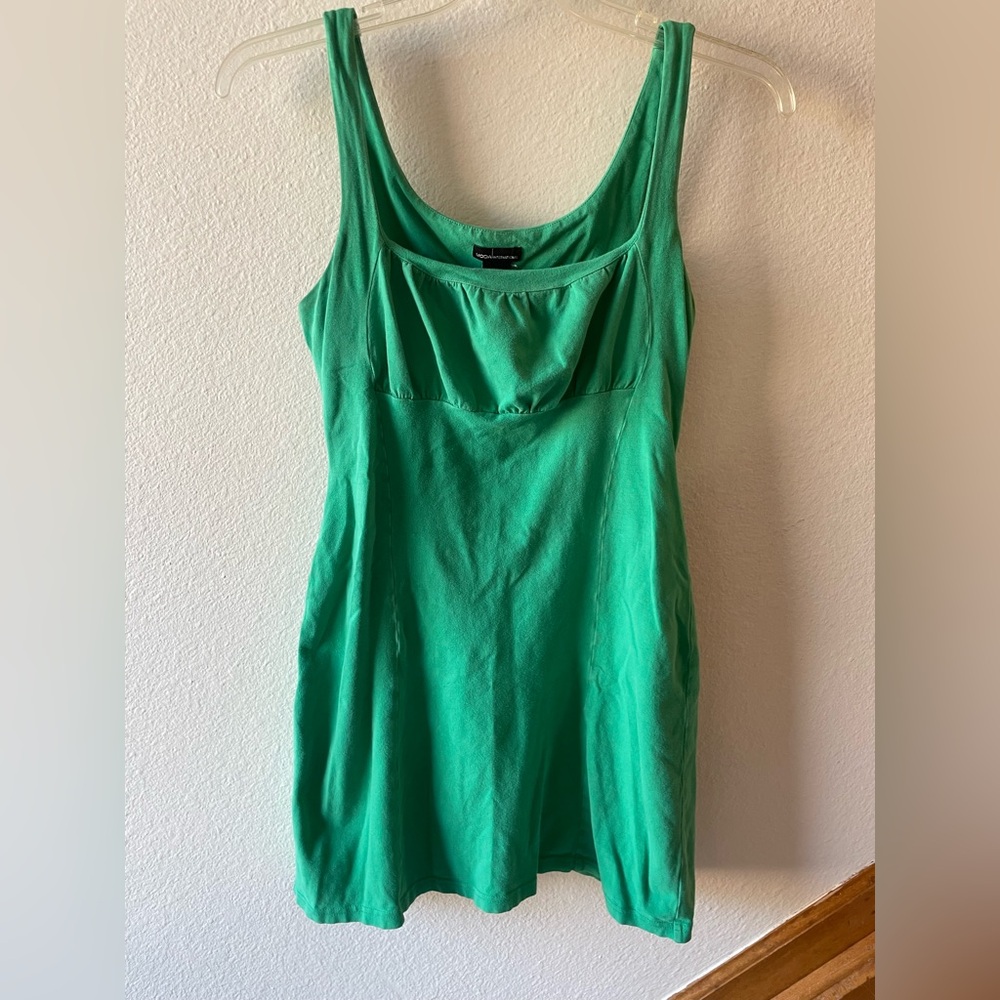 Moda International kelly green square neck sleeveless minidress